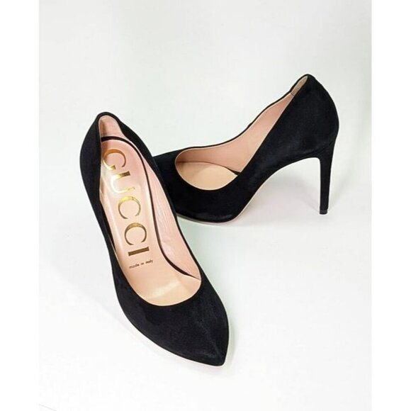 Gucci Women's Black Suede Point Toe Stiletto Heel Pump Size 36.5 (MSRP $720) - Picture 5 of 12